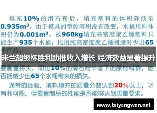 米兰超级杯胜利助推收入增长 经济效益显著提升